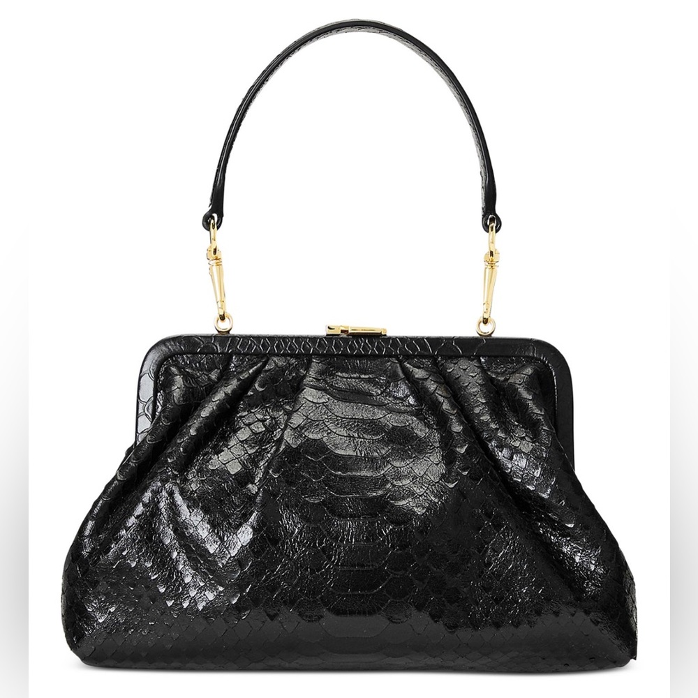 NWT Lauren by Ralph Lauren Gracie Embossed Leather Clutch